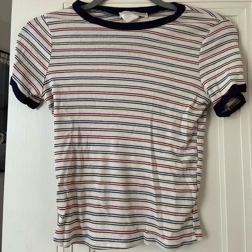 Ribbed Stripe T-Shirt Crop Top